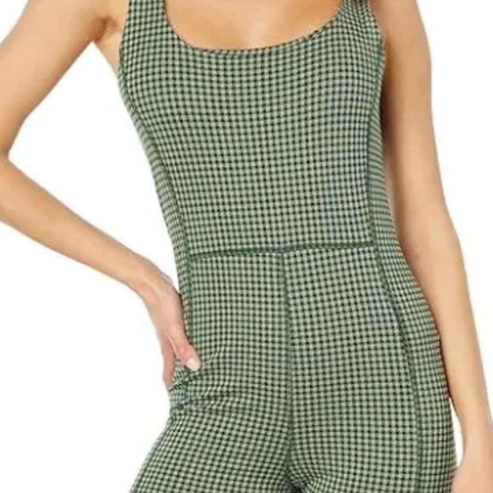 Madewell green gingham exercise unitard